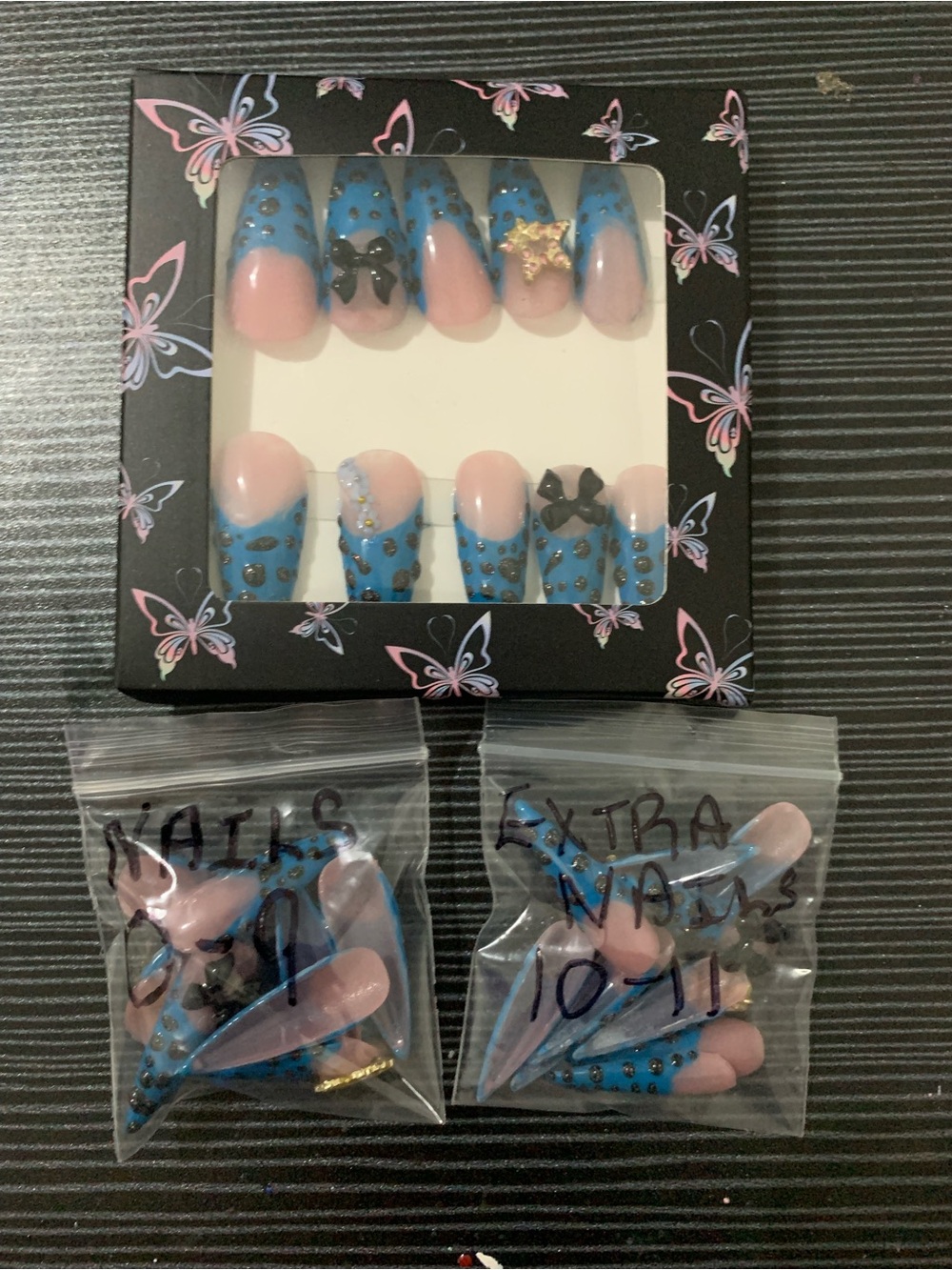 Blue & Pink  Rhinestone Press-On Nails - Picture 15 of 16